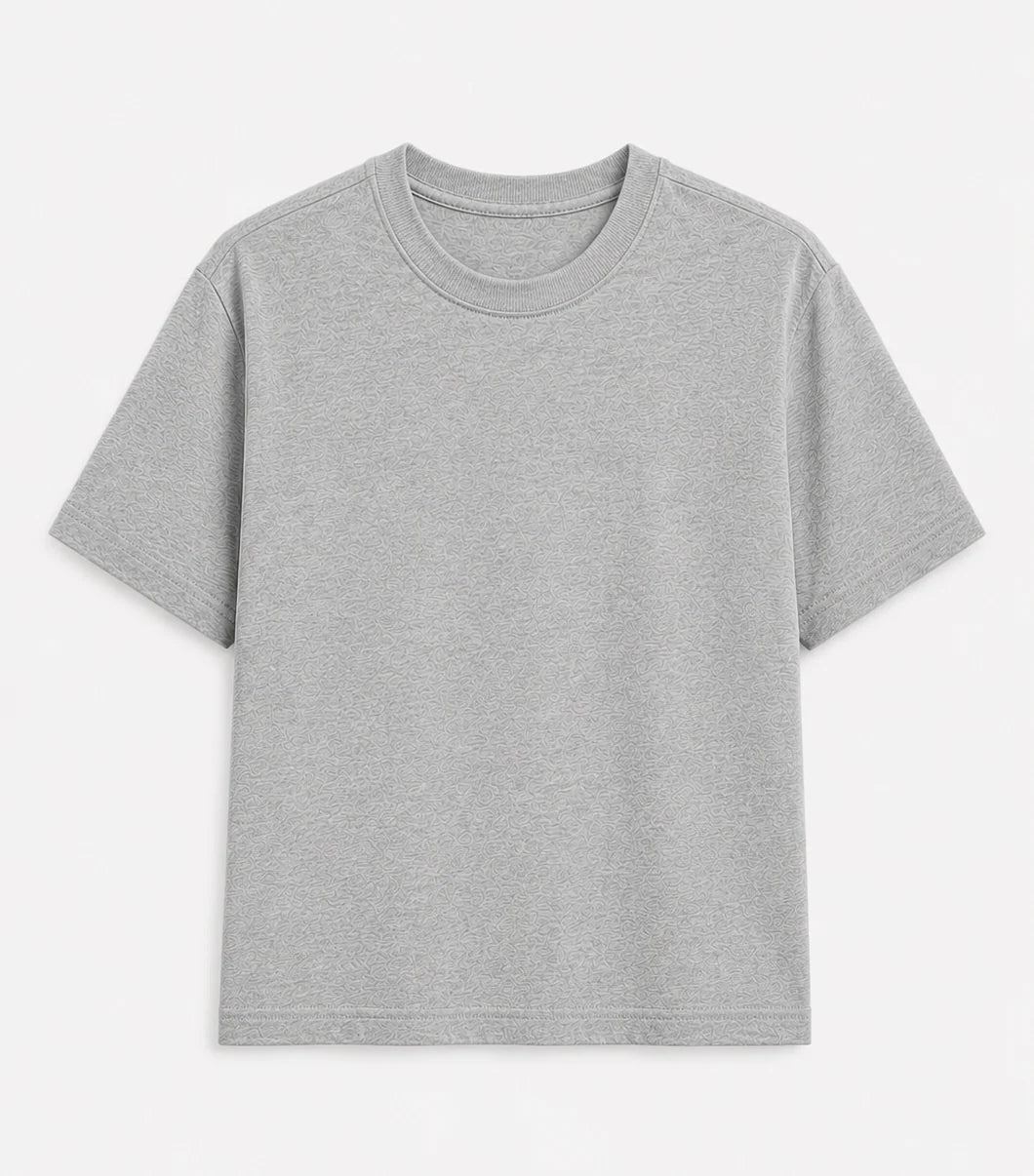 AM SIGNATURE OVERSIZED COTTON T-SHIRT - HEATHER GREY