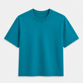 AM SIGNATURE OVERSIZED COTTON T-SHIRT - TEAL BLUE