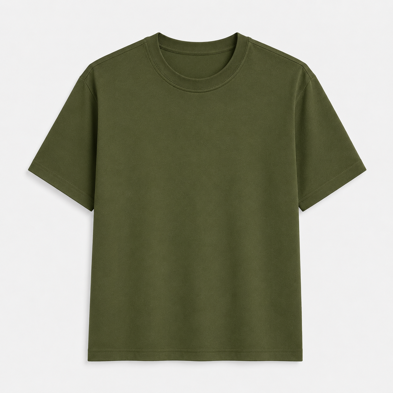AM SIGNATURE OVERSIZED COTTON T-SHIRT - OLIVE GREEN