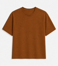 AM SIGNATURE OVERSIZED COTTON T-SHIRT - LIGHT BROWN