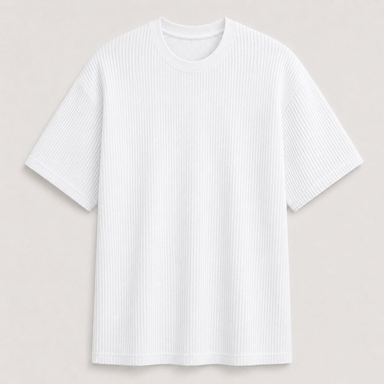 AM SIGNATURE WAFFLE KNIT OVERSIZED TEE - WHITE