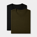 AM SIGNATURE ESSENTIAL COTTON PACK OF 2 TEES - BLACK & OLIVE