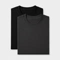 AM SIGNATURE ESSENTIAL COTTON PACK OF 2 TEES - BLACK & CHARCOAL