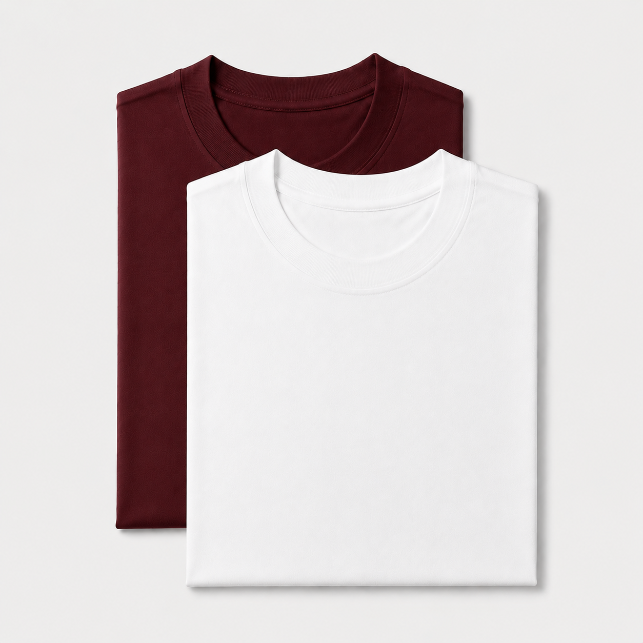 AM SIGNATURE ESSENTIAL COTTON PACK OF 2 TEES - MAROON & WHITE