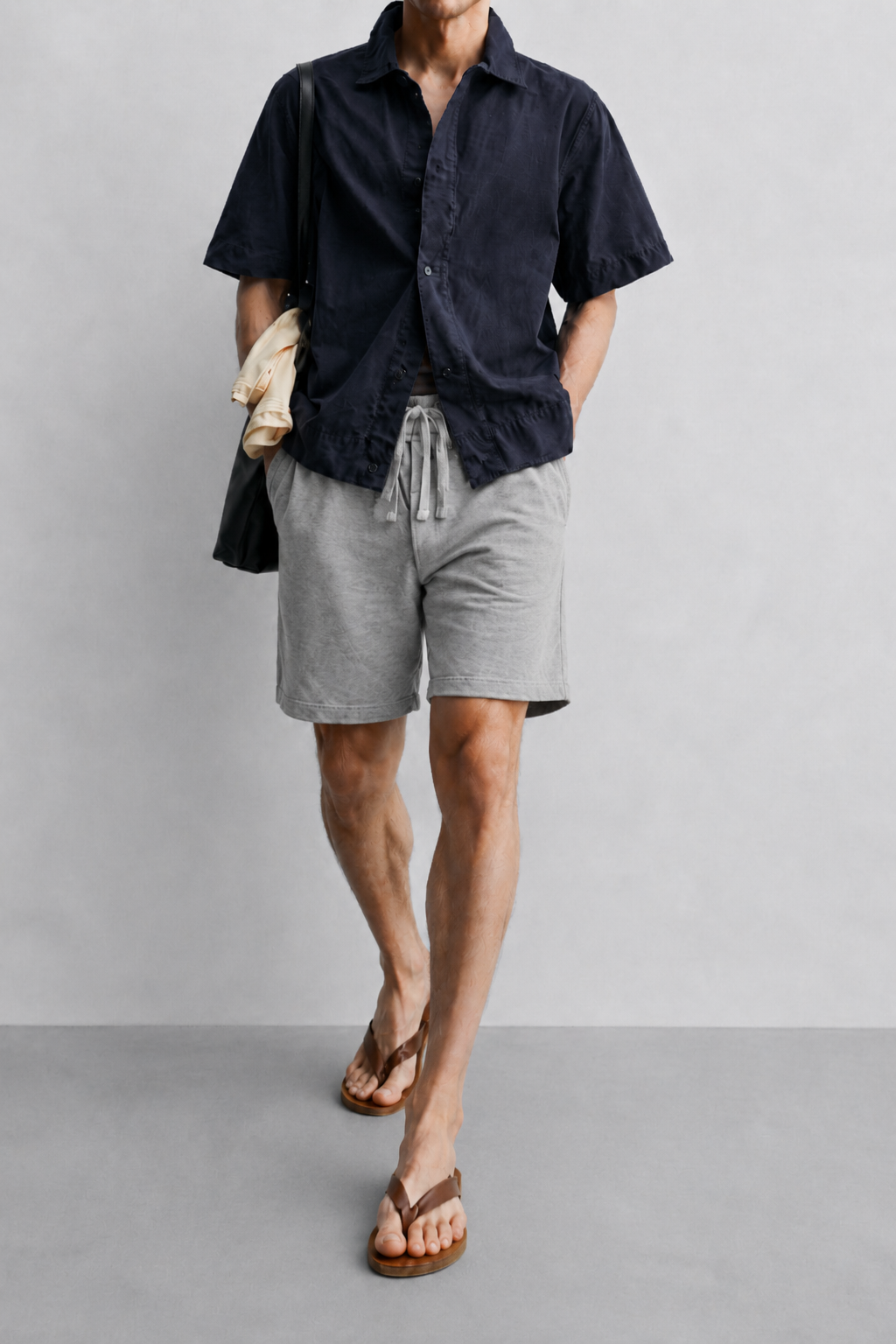 AM SIGNATURE COTTON JERSEY SHIORTS – HEATHER GREY