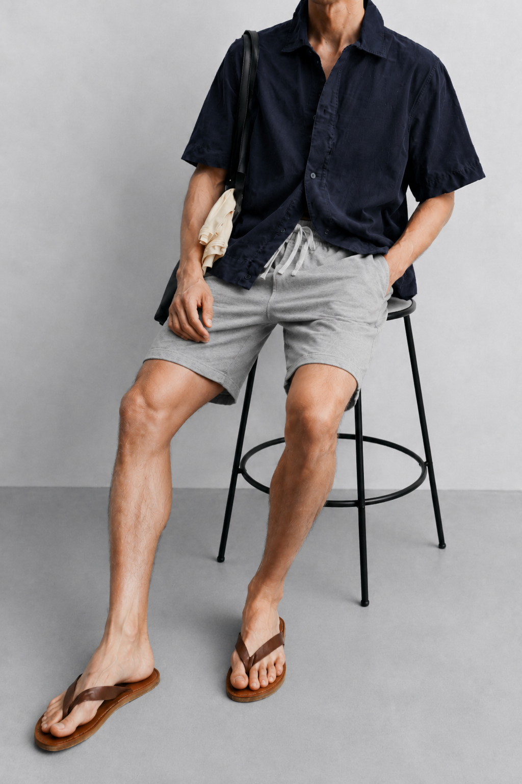 AM SIGNATURE COTTON JERSEY SHIORTS – HEATHER GREY