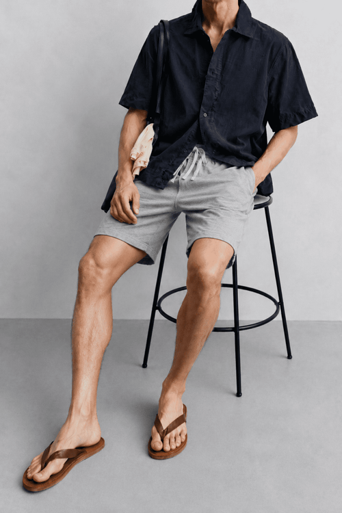 AM SIGNATURE COTTON JERSEY SHIORTS – HEATHER GREY