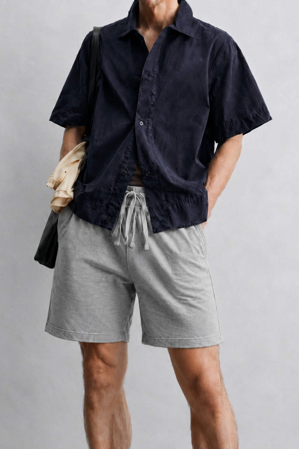 AM SIGNATURE COTTON JERSEY SHIORTS – HEATHER GREY