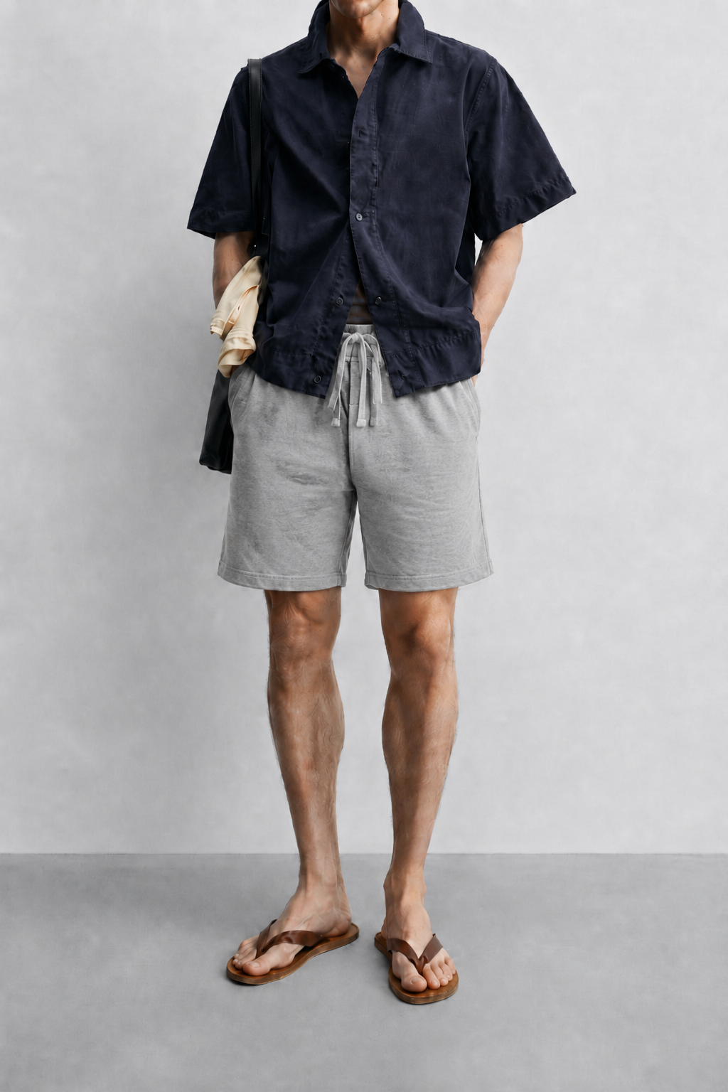 AM SIGNATURE COTTON JERSEY SHIORTS – HEATHER GREY 