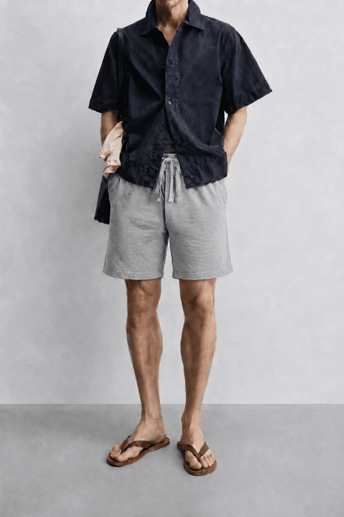 AM SIGNATURE COTTON JERSEY SHIORTS – HEATHER GREY