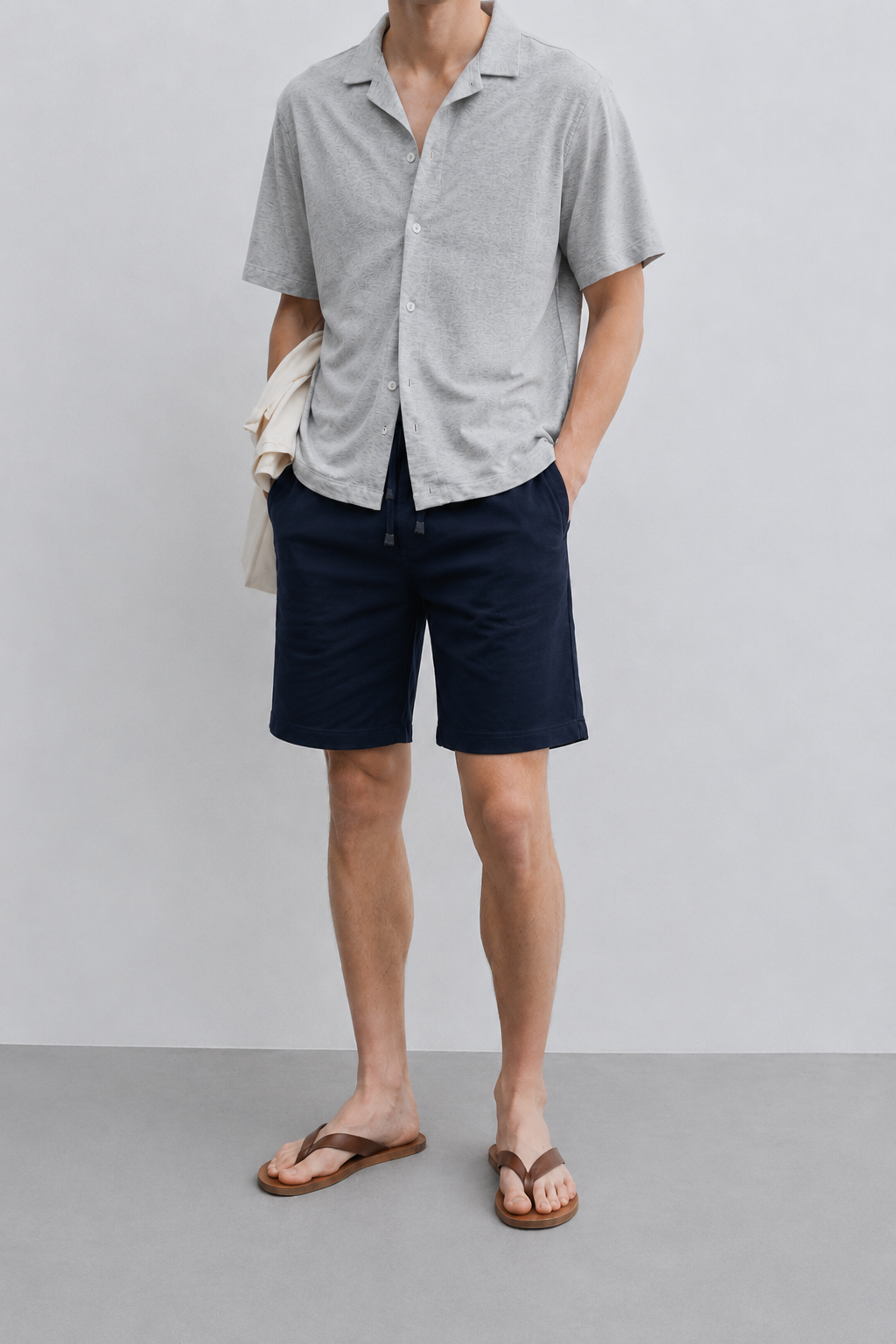 AM SIGNATURE COTTON JERSEY SHIORTS – NAVY BLUE