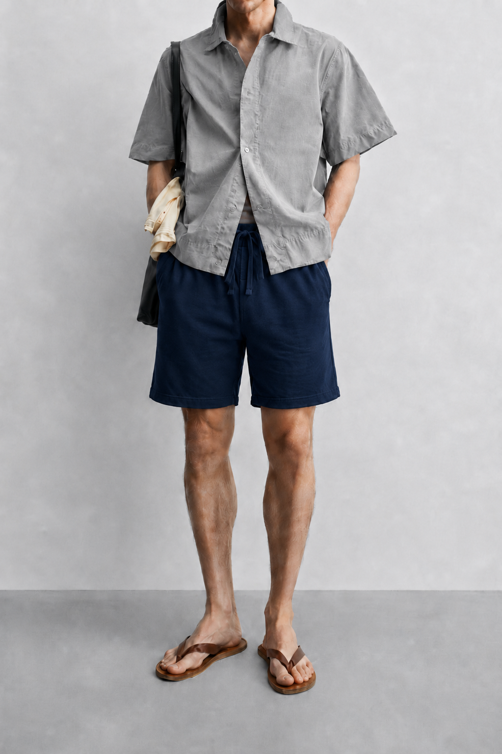 AM SIGNATURE COTTON JERSEY SHIORTS – NAVY BLUE