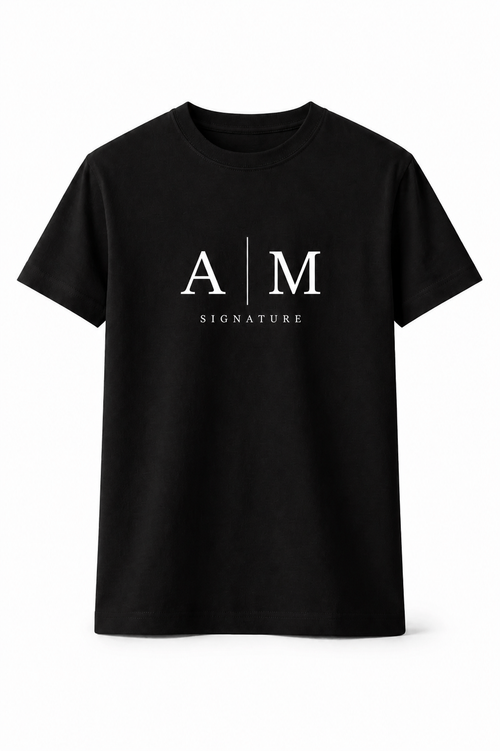 AM SIGNATURE CLASSIC LOGO T-SHIRT - BLACK