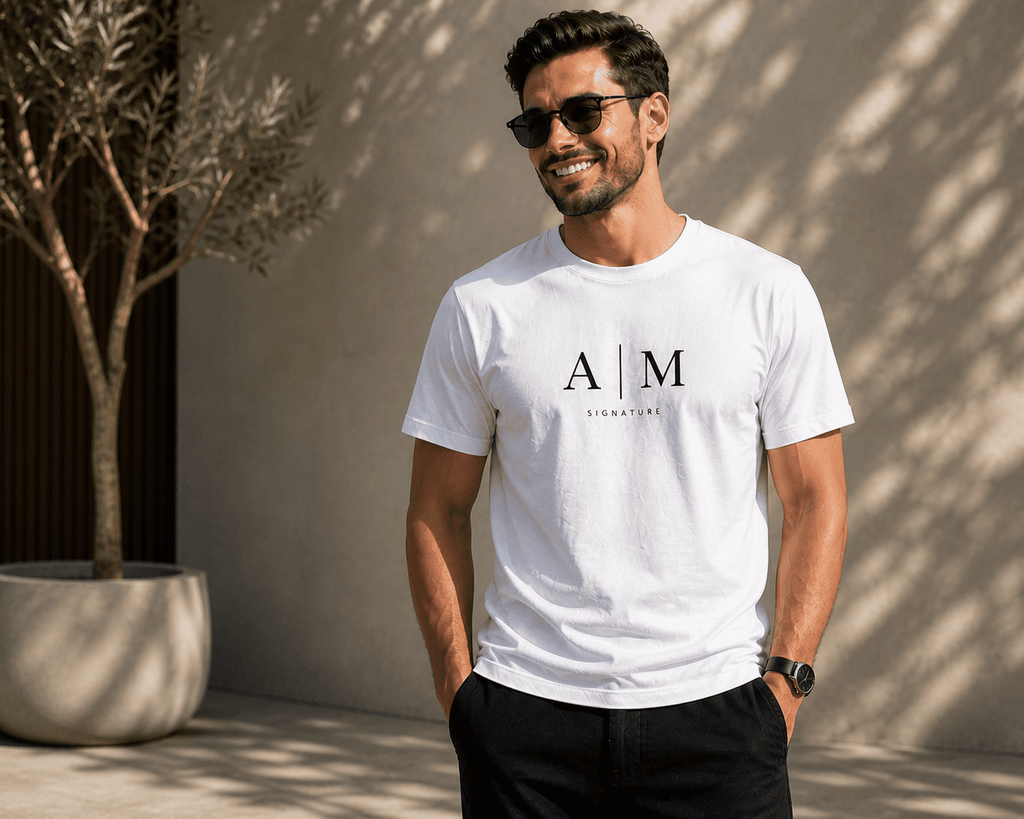 AM SIGNATURE CLASSIC LOGO T-SHIRT - WHITE
