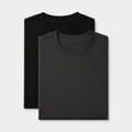 AM SIGNATURE ESSENTIAL COTTON PACK OF 2 TEES - BLACK & CHARCOAL