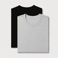 AM SIGNATURE ESSENTIAL COTTON PACK OF 2 TEES - BLACK & GREY