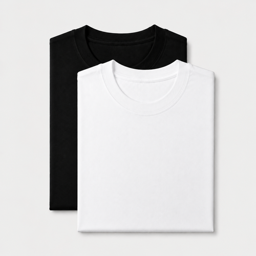 AM SIGNATURE ESSENTIAL COTTON PACK OF 2 TEES - BLACK & WHITE