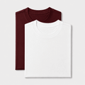 AM SIGNATURE ESSENTIAL COTTON PACK OF 2 TEES - MAROON & WHITE