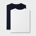AM SIGNATURE ESSENTIAL COTTON PACK OF 2 TEES - NAVY & WHITE