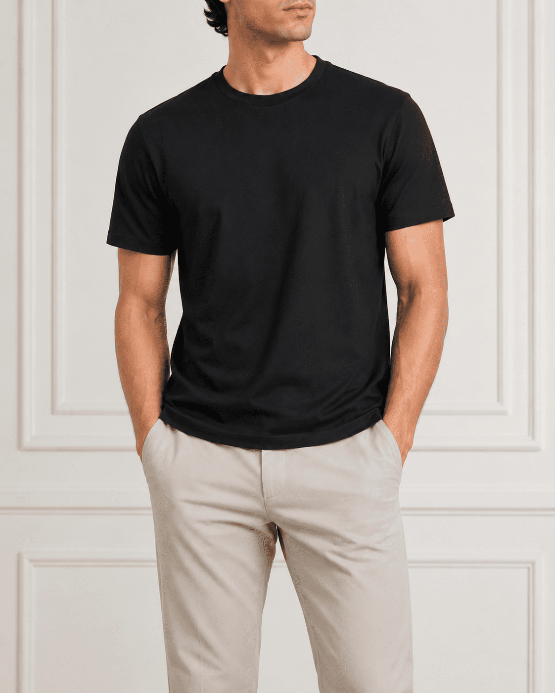 AM SIGNATURE ESSENTIAL COTTON T-SHIRT - BLACK