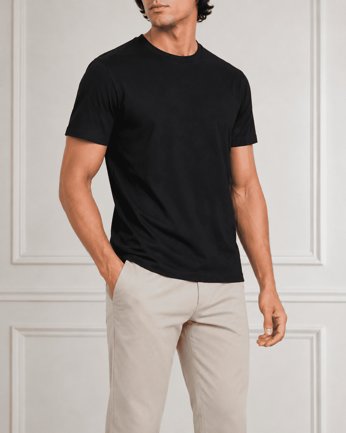 AM SIGNATURE ESSENTIAL COTTON T-SHIRT - BLACK
