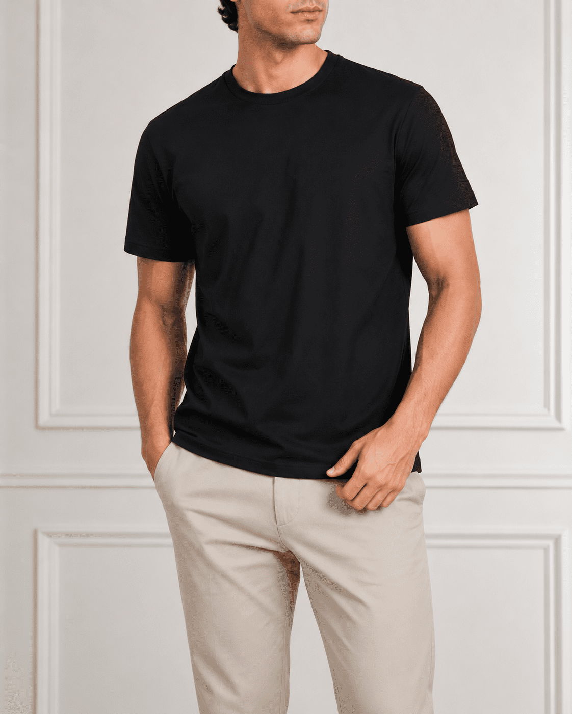 AM SIGNATURE ESSENTIAL COTTON T-SHIRT - BLACK