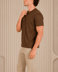 AM SIGNATURE ESSENTIAL COTTON T-SHIRT - BROWN
