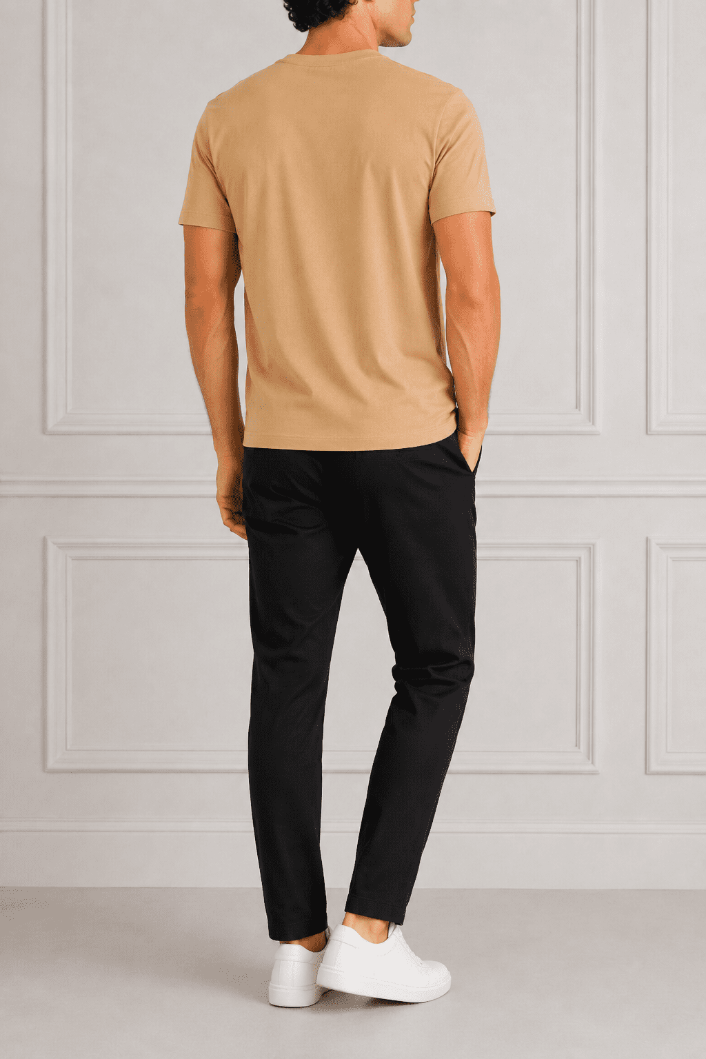 AM SIGNATURE ESSENTIAL COTTON T-SHIRT - CAMEL BROWN