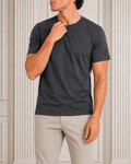 AM SIGNATURE ESSENTIAL COTTON T-SHIRT - CHARCOAL