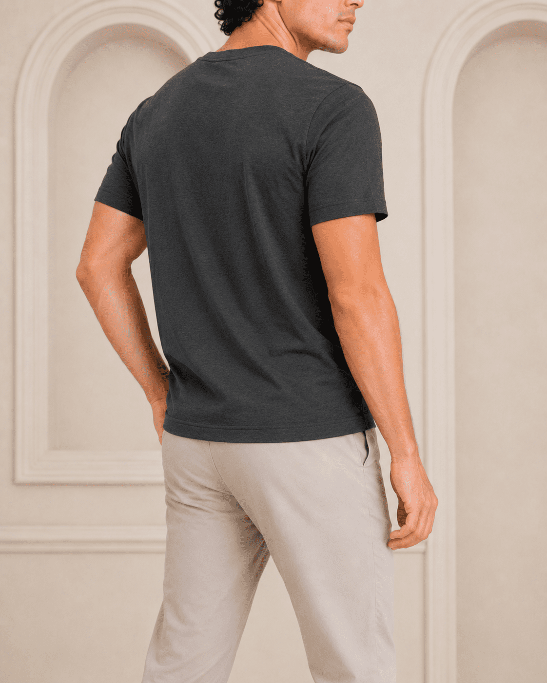 AM SIGNATURE ESSENTIAL COTTON T-SHIRT - CHARCOAL
