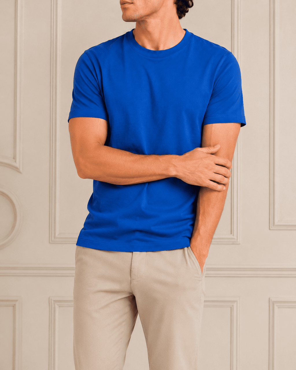 AM SIGNATURE ESSENTIAL COTTON T-SHIRT - COBALT BLUE