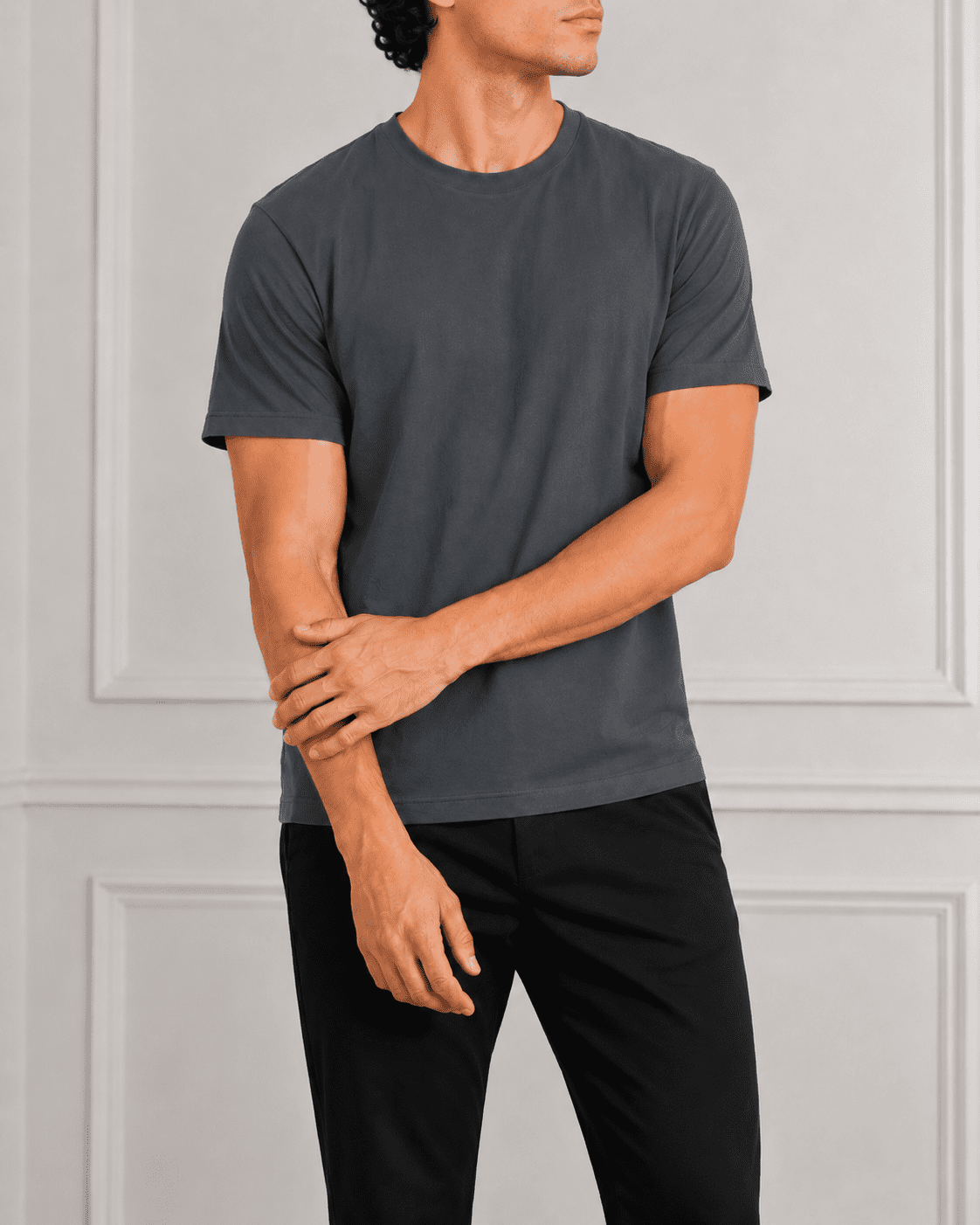 AM SIGNATURE ESSENTIAL COTTON T-SHIRT - GRAPHITE GREY