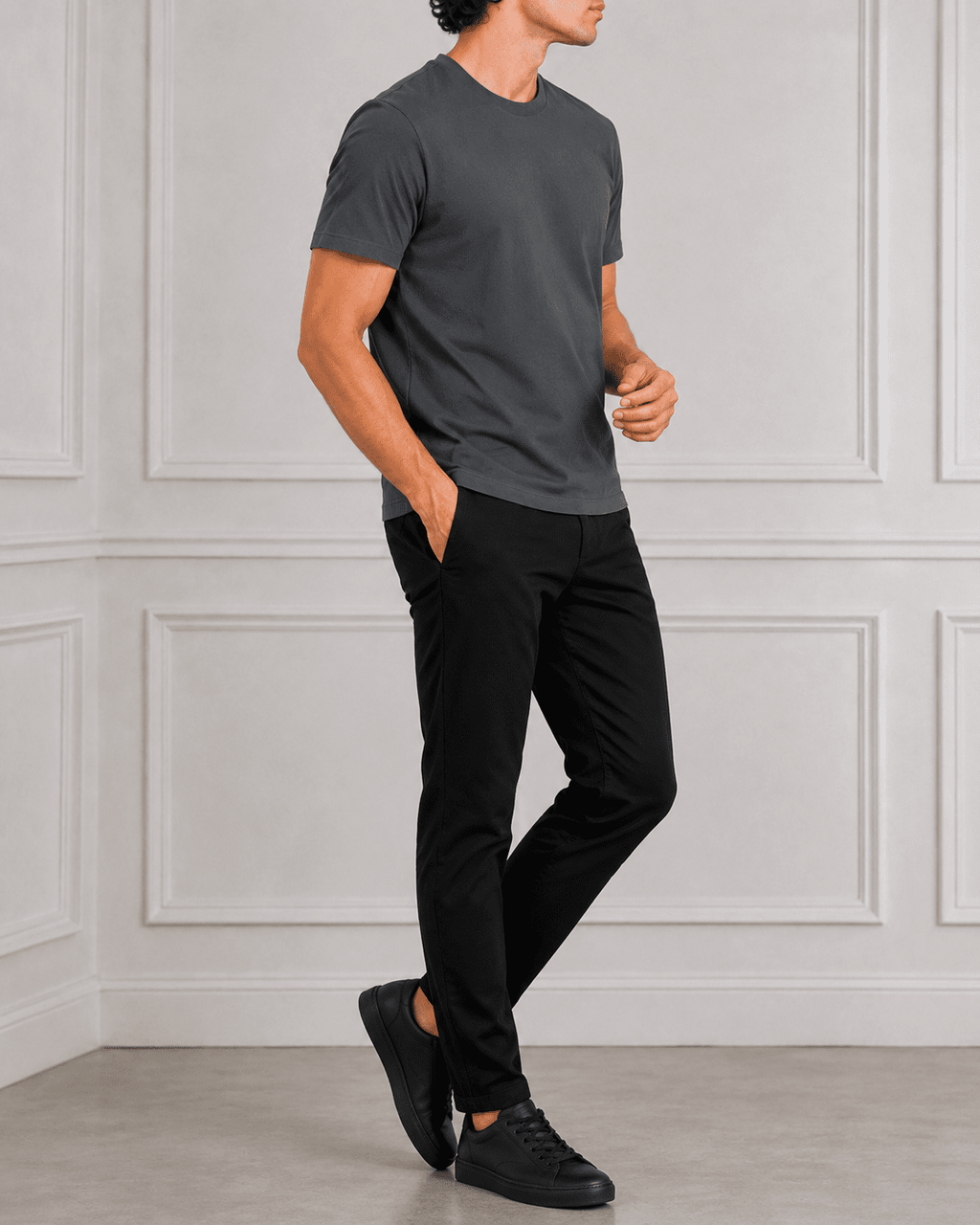 AM SIGNATURE ESSENTIAL COTTON T-SHIRT - GRAPHITE GREY