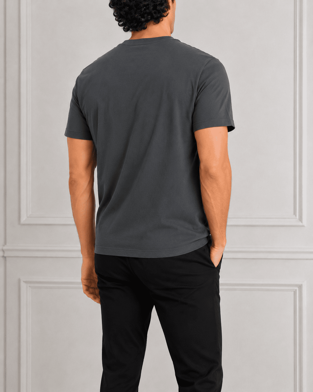 AM SIGNATURE ESSENTIAL COTTON T-SHIRT - GRAPHITE GREY