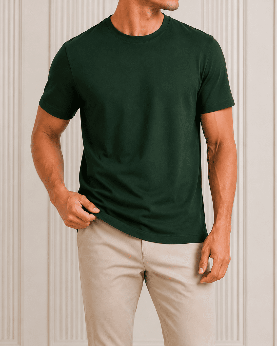 AM SIGNATURE ESSENTIAL COTTON T-SHIRT - GREEN