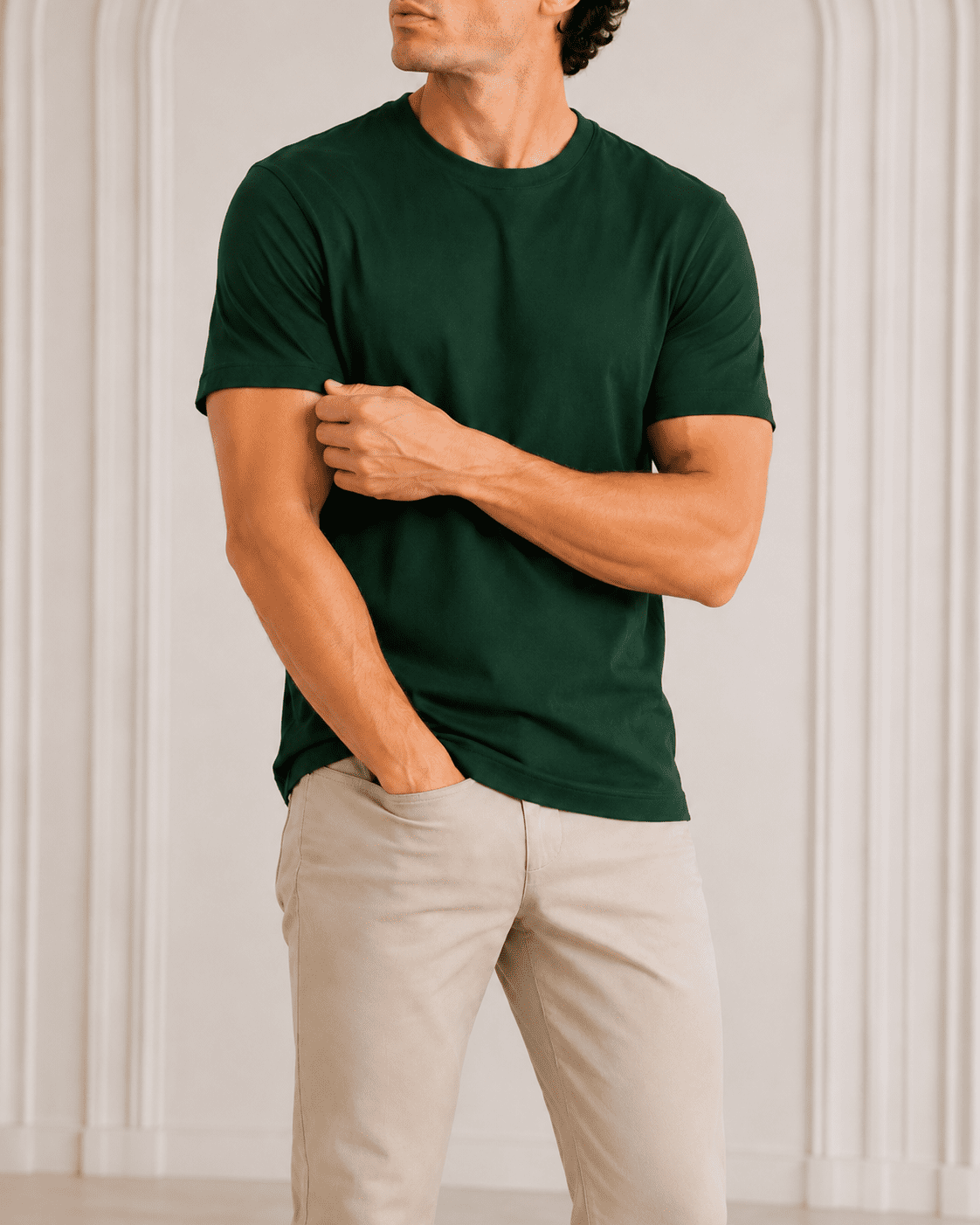 AM SIGNATURE ESSENTIAL COTTON T-SHIRT - GREEN