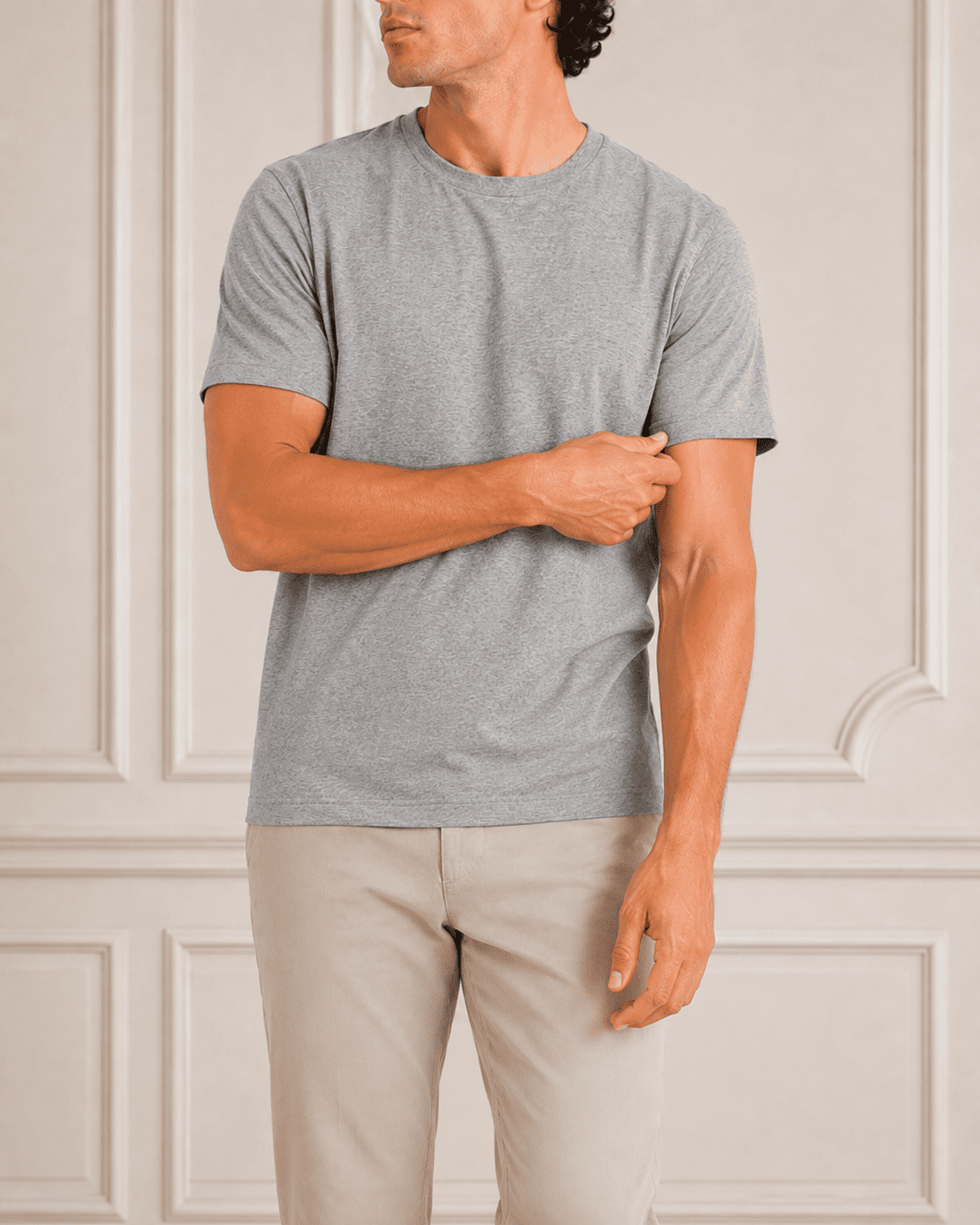 AM SIGNATURE ESSENTIAL COTTON T-SHIRT - HEATHER GREY