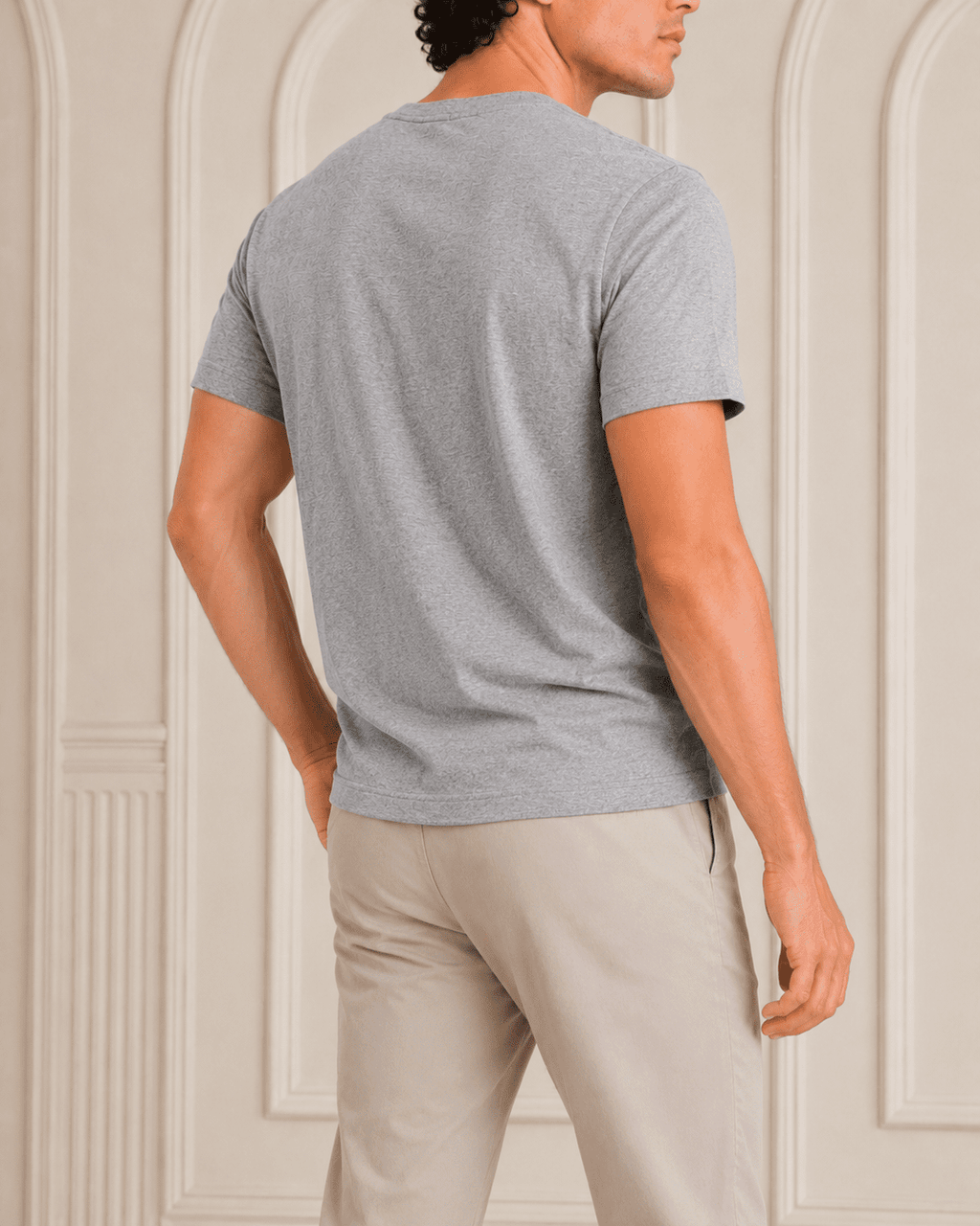 AM SIGNATURE ESSENTIAL COTTON T-SHIRT - HEATHER GREY