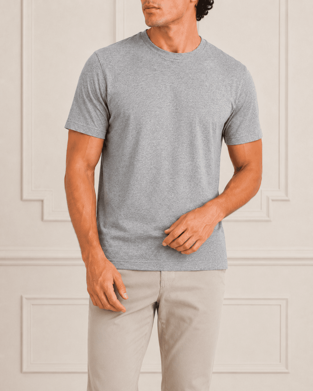 AM SIGNATURE ESSENTIAL COTTON T-SHIRT - HEATHER GREY