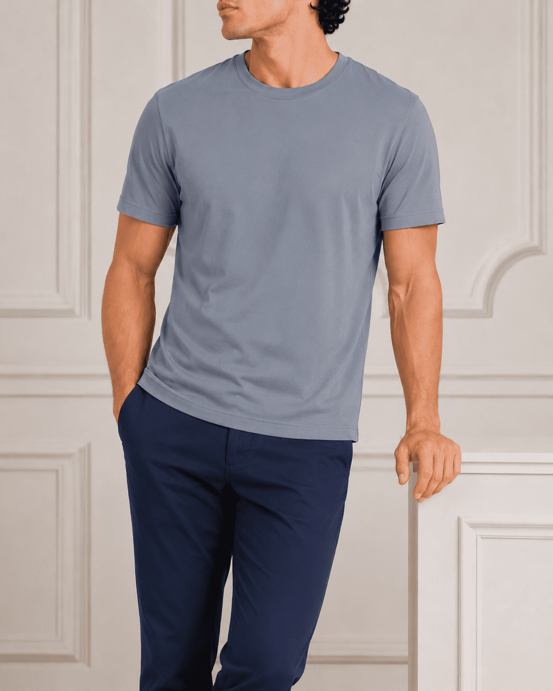 AM SIGNATURE ESSENTIAL COTTON T-SHIRT - LIGHT GREY