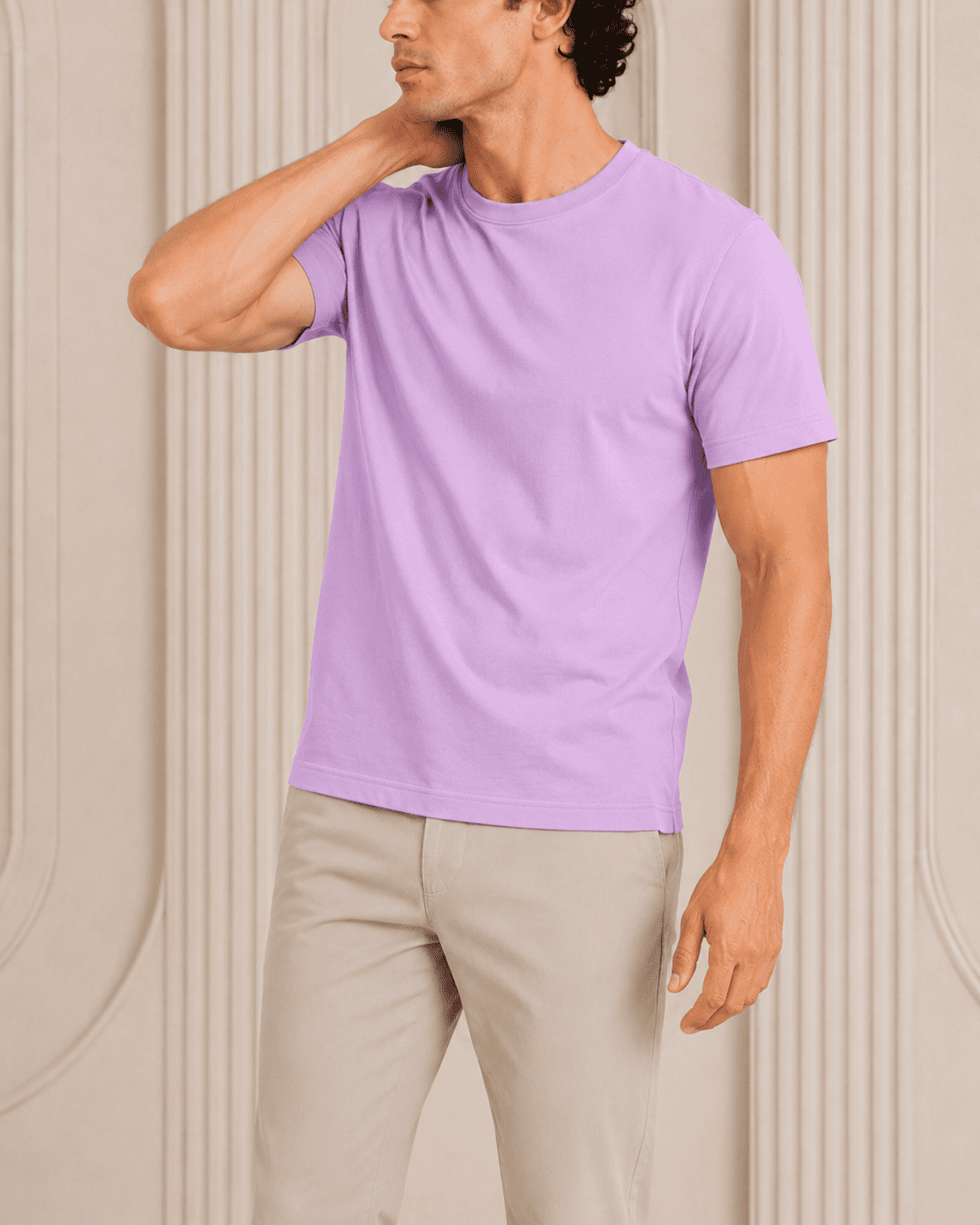 AM SIGNATURE ESSENTIAL COTTON T-SHIRT - LIGHT LILAC