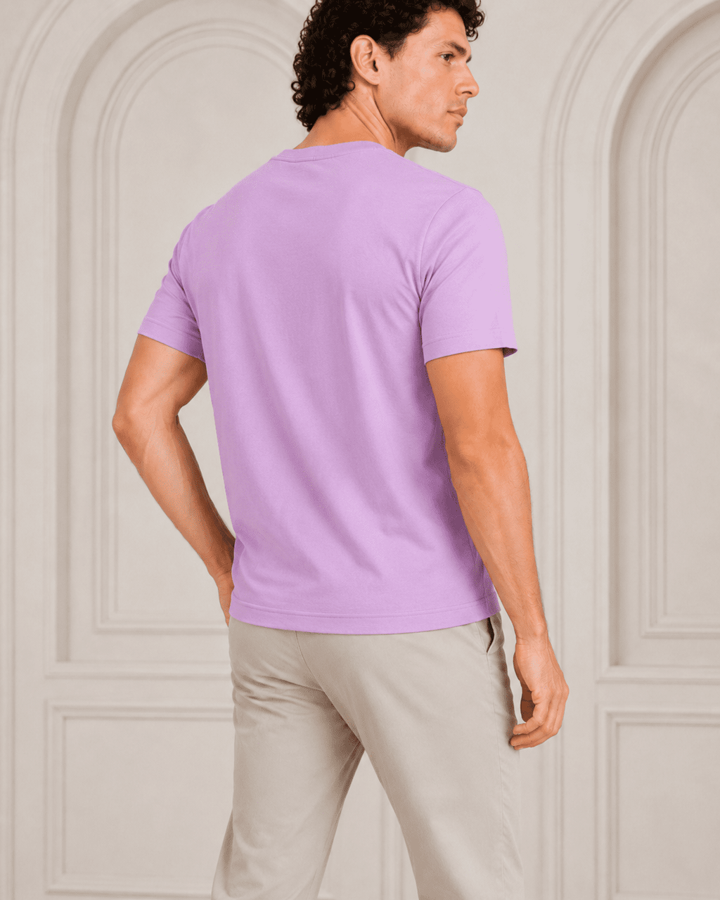 AM SIGNATURE ESSENTIAL COTTON T-SHIRT - LIGHT LILAC