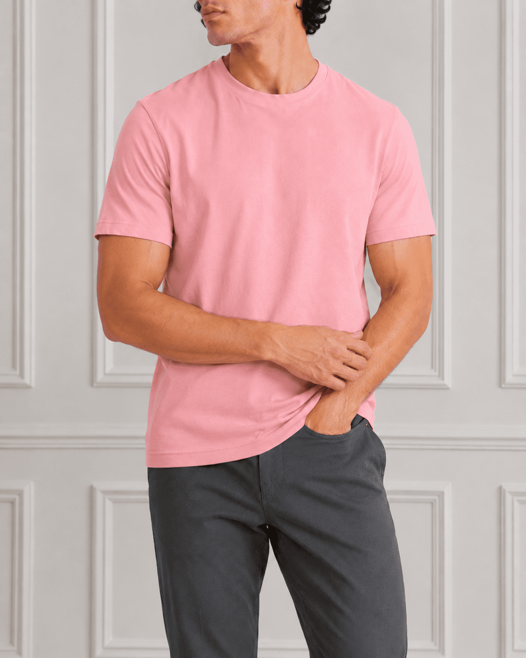 AM SIGNATURE ESSENTIAL COTTON T-SHIRT - LIGHT PINK