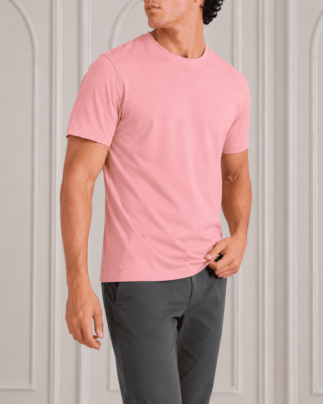 AM SIGNATURE ESSENTIAL COTTON T-SHIRT - LIGHT PINK
