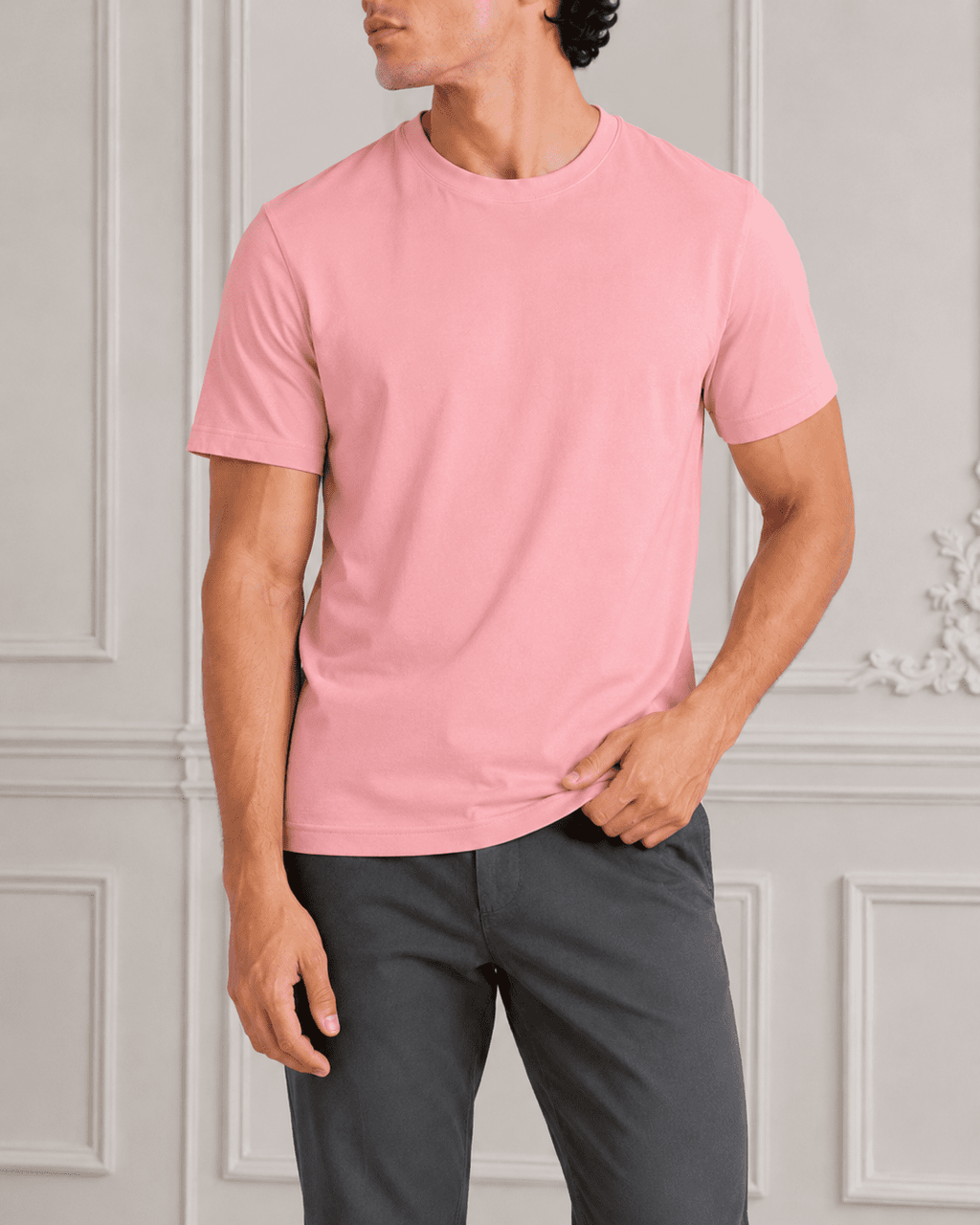 AM SIGNATURE ESSENTIAL COTTON T-SHIRT - LIGHT PINK