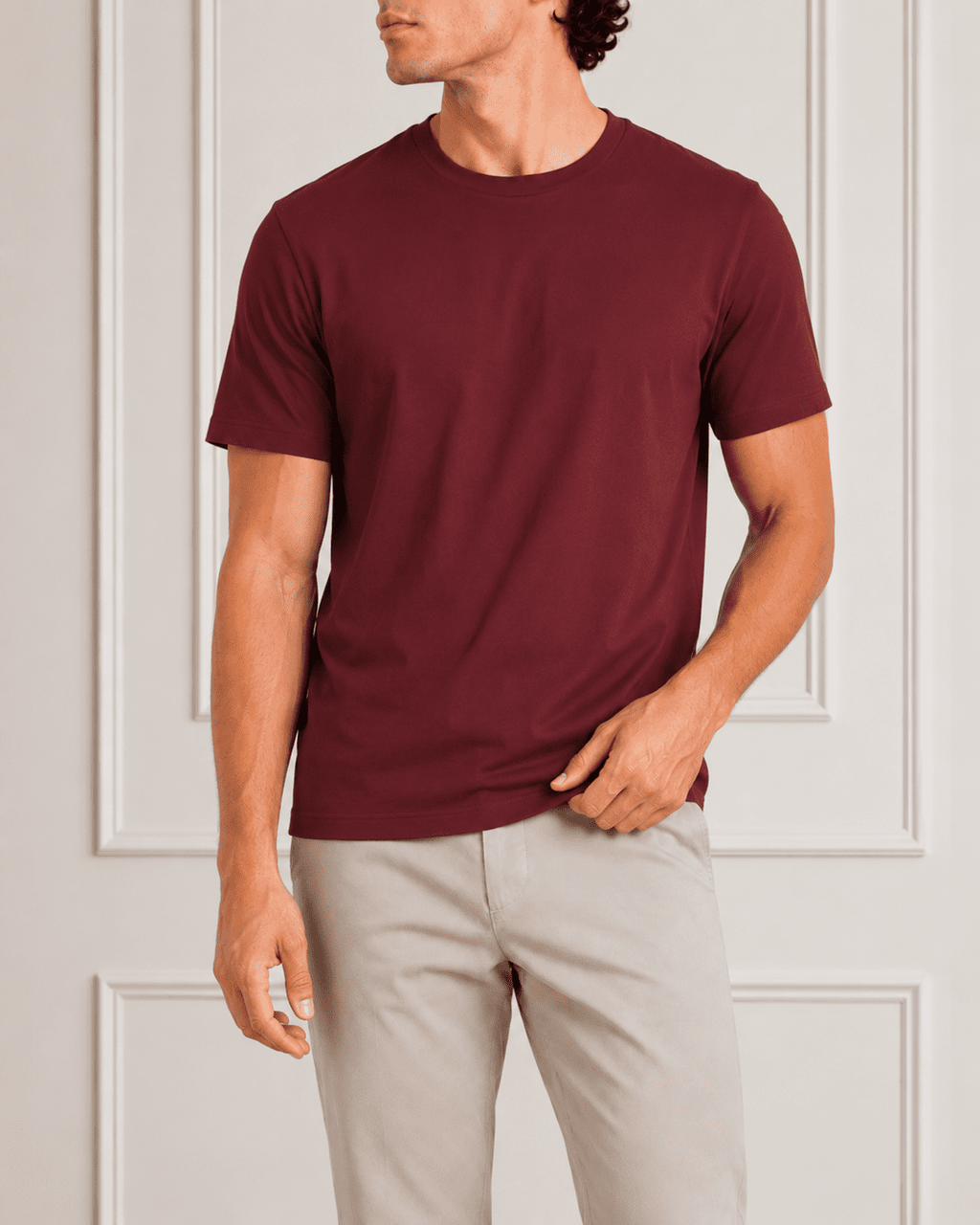 AM SIGNATURE ESSENTIAL COTTON T-SHIRT - MAROON