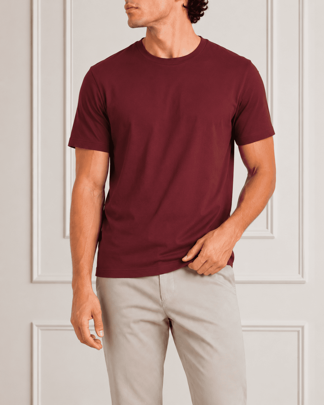 AM SIGNATURE ESSENTIAL COTTON T-SHIRT - MAROON