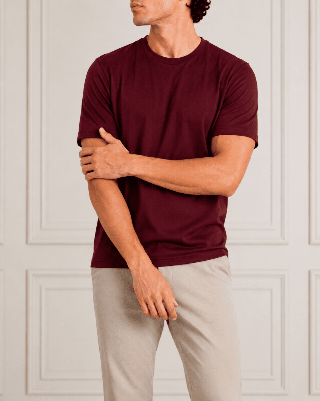 AM SIGNATURE ESSENTIAL COTTON T-SHIRT - MAROON