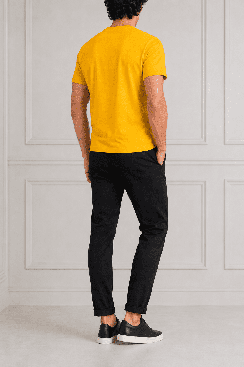 AM SIGNATURE ESSENTIAL COTTON T-SHIRT - MUSTARD