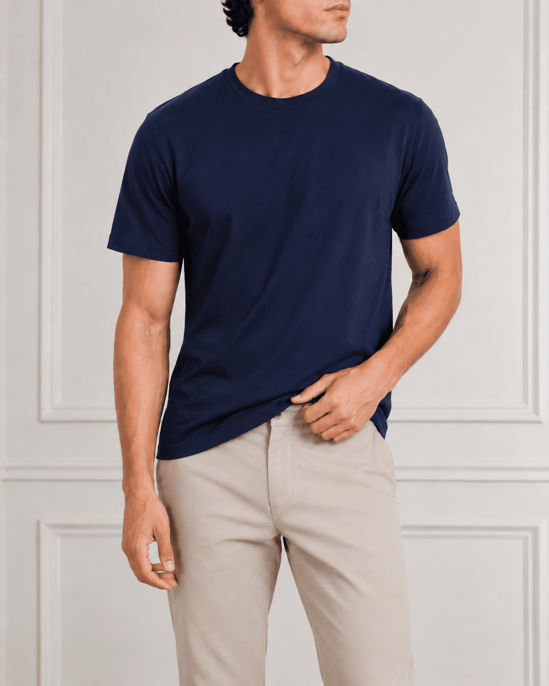 AM SIGNATURE ESSENTIAL COTTON T-SHIRT - NAVY